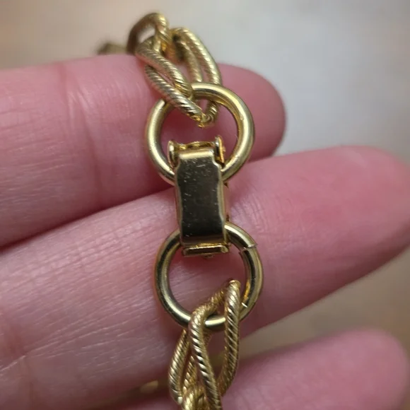 Vintage Gold-Tone Charm Bracelet with Green and Multicolor Gem Accents - Picture 13 of 14